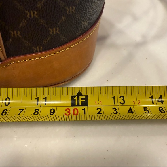 RIONI Signature Dome Handle/shoulder Bag Brown Canvas W/ Tan Leather Trim NEW! - Picture 9 of 15